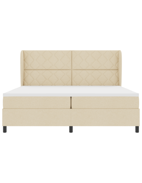 Letto a molle con materasso Crema 200 x 200 cm Tessuto