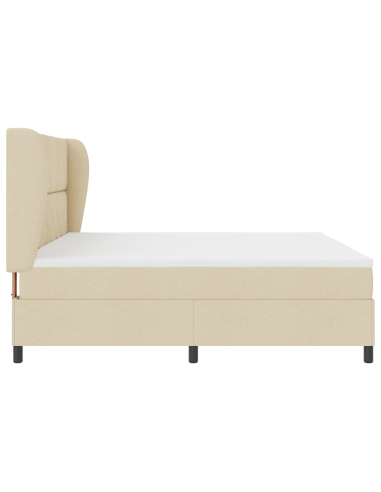 Letto a molle con materasso Crema 200 x 200 cm Tessuto