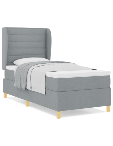 Letto a Molle con Materasso Grigio Chiaro 80x200 cm Tessuto