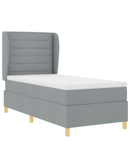 Letto a Molle con Materasso Grigio Chiaro 80x200 cm Tessuto