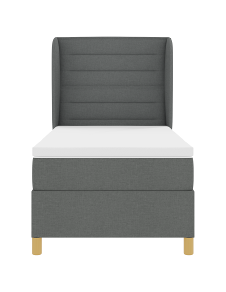 letto Box Spring  con materasso in grigio scuro, 80x200 cm, tessuto
