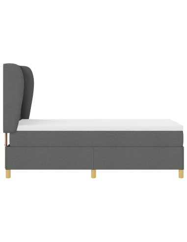 Letto con molle e materasso Grigio Scuro 90x190 cm Tessuto