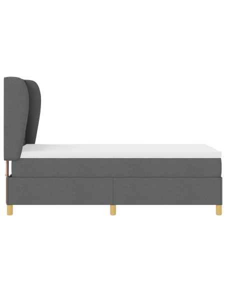 Letto con molle e materasso Grigio Scuro 90x190 cm Tessuto