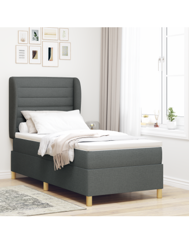 Letto con molle e materasso Grigio Scuro 90x190 cm Tessuto