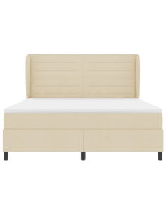 Letto a molle con materasso Crema 180 x 200 cm Tessuto 2