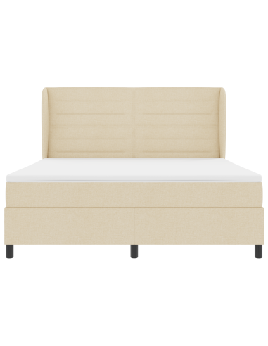 Letto a molle con materasso Crema 180 x 200 cm Tessuto
