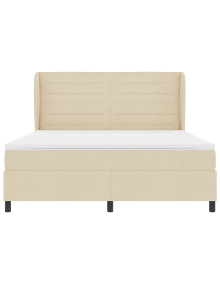 Letto a molle con materasso Crema 180 x 200 cm Tessuto