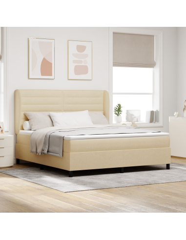 Letto a molle con materasso Crema 180 x 200 cm Tessuto