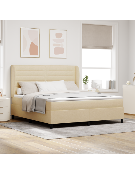 Letto a molle con materasso Crema 180 x 200 cm Tessuto