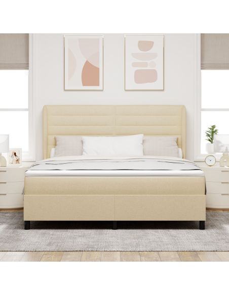 Letto Box Spring con Materasso Panna 180x200 cm Tessuto