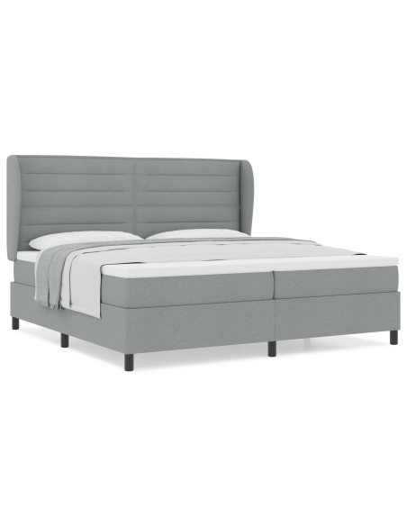 Letto con Box Spring e Materasso  Grigio Chiaro 200x200 cm Tessuto