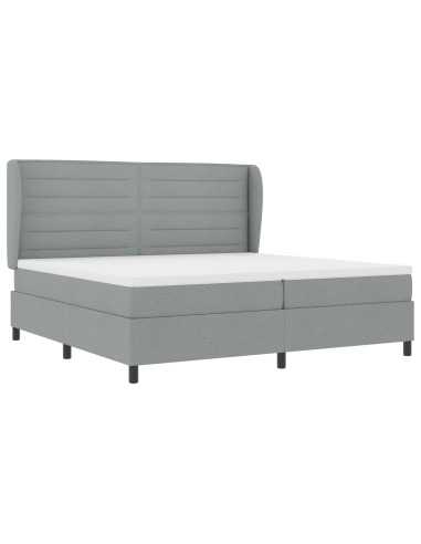 Letto a molle con materasso Grigio chiaro 200 x 200 cm Tessuto