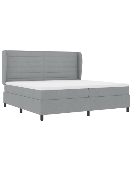 Letto a molle con materasso Grigio chiaro 200 x 200 cm Tessuto