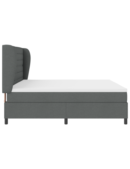 Letto Box Spring con Materasso Grigio Scuro 200x200 cm Tessuto