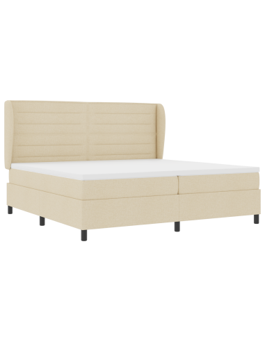 Letto a molle con materasso Crema 200 x 200 cm Tessuto