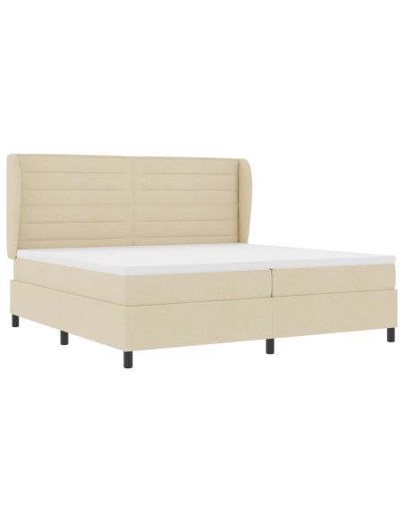 Letto a molle con materasso Crema 200 x 200 cm Tessuto