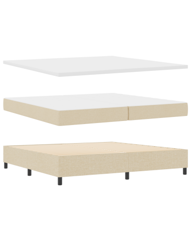 Letto a molle con materasso Crema 200 x 200 cm Tessuto