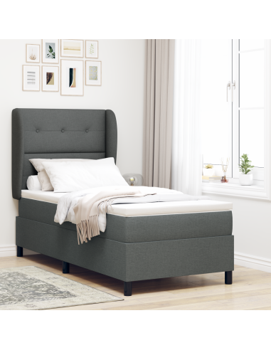 Letto a molle con materasso Grigio scuro 80 x 200 cm Tessuto