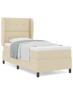 Letto a molle con materasso Crema 80 x 200 cm Tessuto 2