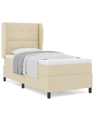 Letto a molle con materasso Crema 80 x 200 cm Tessuto
