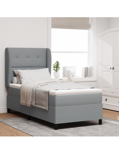 Letto a molle con materasso Grigio chiaro 90 x 190 cm Tessuto