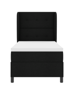 Letto a molle con materasso Nero 90 x 190 cm Tessuto 2