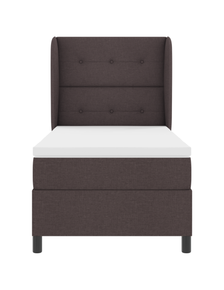 Letto Box Spring con Materasso Marrone Scuro 90x190 cm in Tessuto