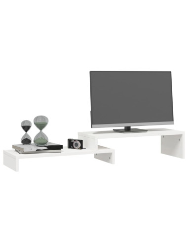 Supporto Monitor Bianco (52-101)x22x14 cm Legno Massello Pino