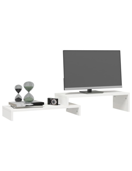 Supporto Monitor Bianco (52-101)x22x14 cm Legno Massello Pino