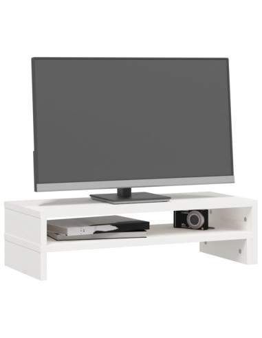 Supporto Monitor Bianco (52-101)x22x14 cm Legno Massello Pino
