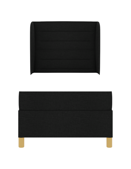 Letto Box Spring con Materasso Nero 80x200 cm Tessuto