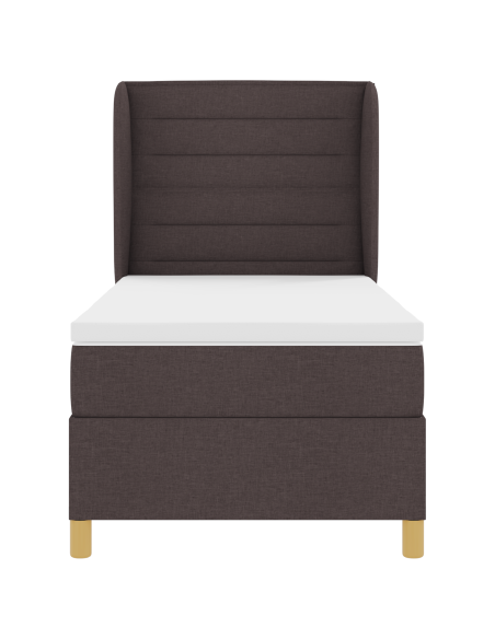Letto a Rete con Materasso Marrone Scuro 80x200 cm Tessuto