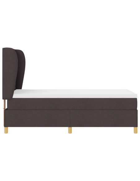 Letto a Rete con Materasso Marrone Scuro 80x200 cm Tessuto