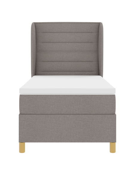 Letto con Box Spring e Materasso Tortora 80x200 cm in Tessuto