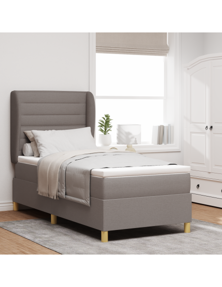 Letto con Box Spring e Materasso Tortora 80x200 cm in Tessuto