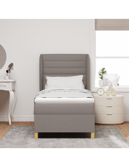 Letto con Box Spring e Materasso Tortora 80x200 cm in Tessuto