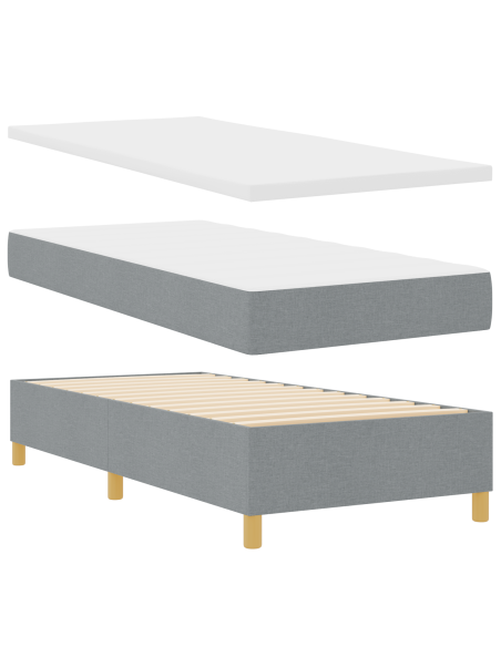 Materasso Box Spring con Letto Grigio Chiaro 90x190 cm Tessuto
