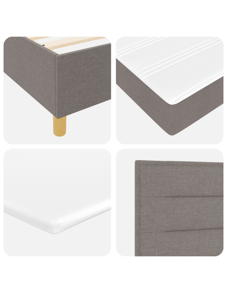 Letto Box Spring con Materasso Tortora 90x190 cm Tessuto