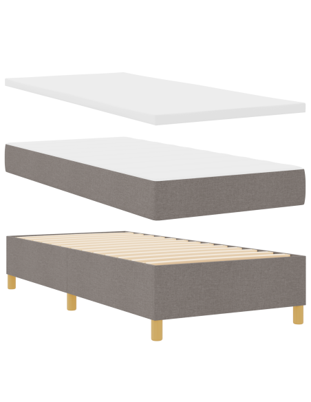 Letto Box Spring con Materasso Tortora 90x190 cm Tessuto