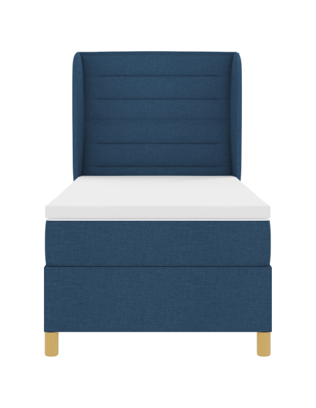 Letto con molle e materasso Grigio Scuro 90x190 cm Tessuto Blu