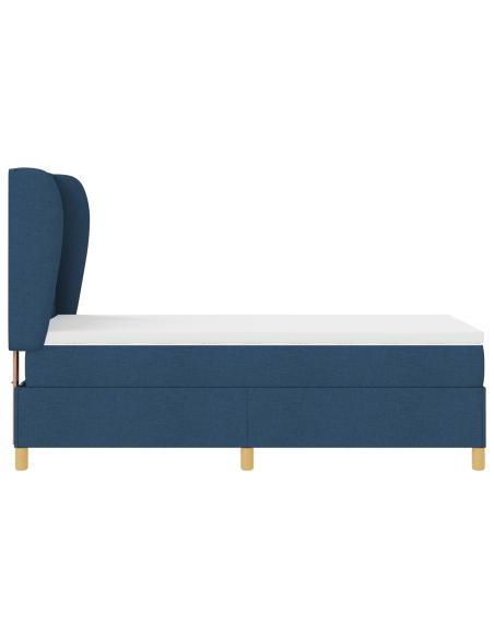 Letto Box Spring con Materasso - Blu - 90x190 cm - Tessuto