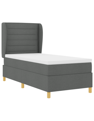 Letto con molle e materasso Grigio Scuro 90x190 cm Tessuto