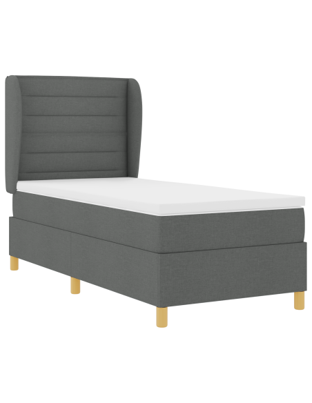 Letto a molle con materasso  Grigio scuro 90x200 cm Tessuto