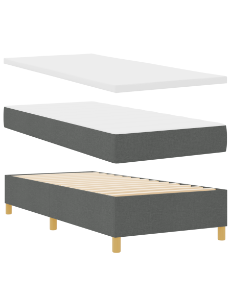Letto a molle con materasso  Grigio scuro 90x200 cm Tessuto