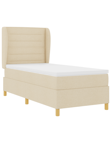 Letto Box con Materasso Crema 90x200 cm Tessuto
