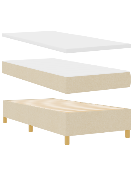 Letto Box con Materasso Crema 90x200 cm Tessuto