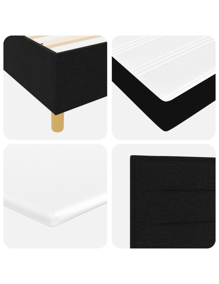 Letto Box Spring con Materasso Nero 100x200 cm Tessuto