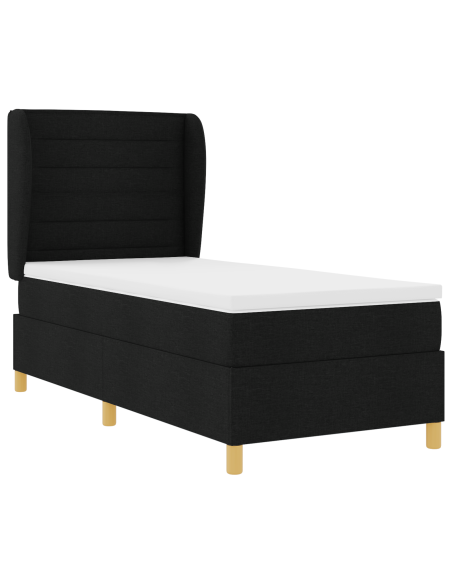 Letto Box Spring con Materasso Nero 100x200 cm Tessuto