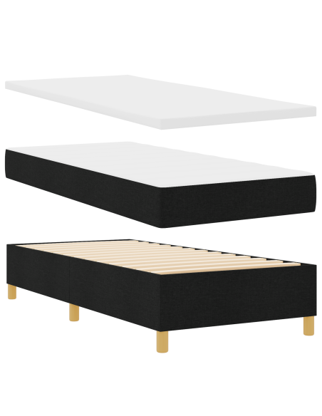Letto Box Spring con Materasso Nero 100x200 cm Tessuto