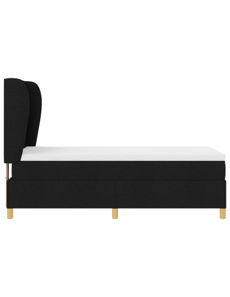 Letto Box Spring con Materasso Nero 100x200 cm Tessuto